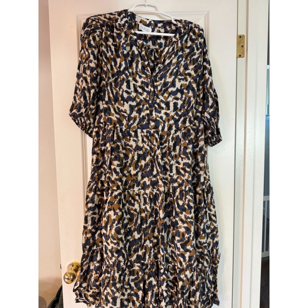 Women's VELVET brand Maxi Dress in Blue Brown Creme Size XS